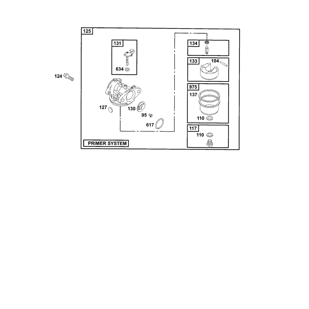 Carburetor 1 Diagram and Parts List for 12E800TO12E899  Briggs and Stratton Engine